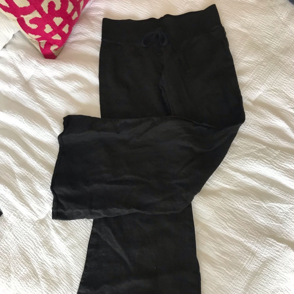 Black Flared 100% Linen Pants